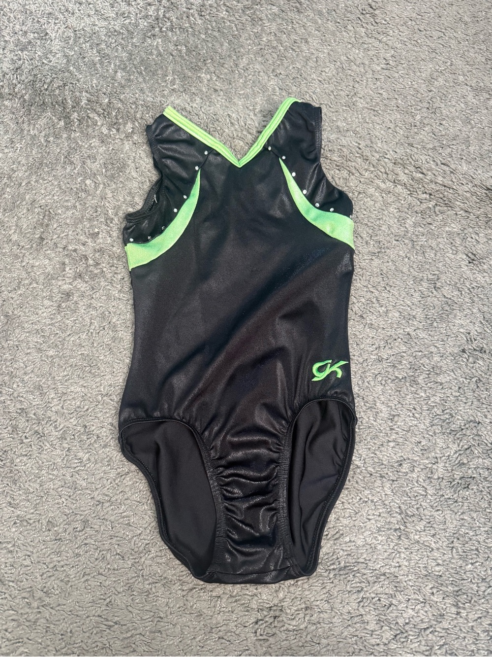 GK Black & Lime Green Tank Leotard Sz CL